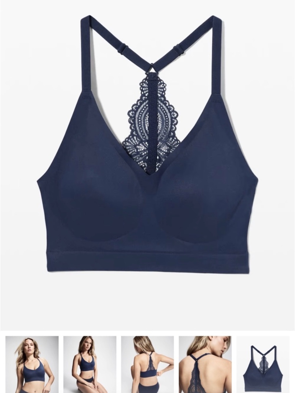 Soma Navy Lace Racerback Bralette